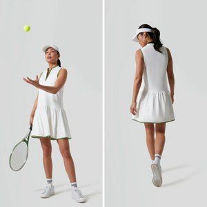 Tuckernuck White & French Green Quarter Zip Tennis Dress Size XS